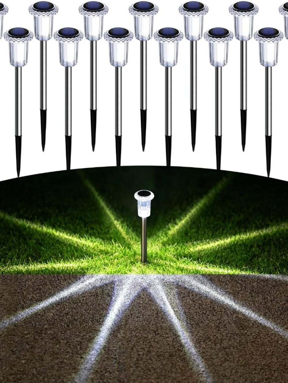 Solar Pathway Lights Outdoor Waterproof Cold White LED 15 Pack